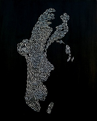 Ichiro Irie, Staple Head 2, Staples and acrylic on panel, 50.8x40.6cm, 2011